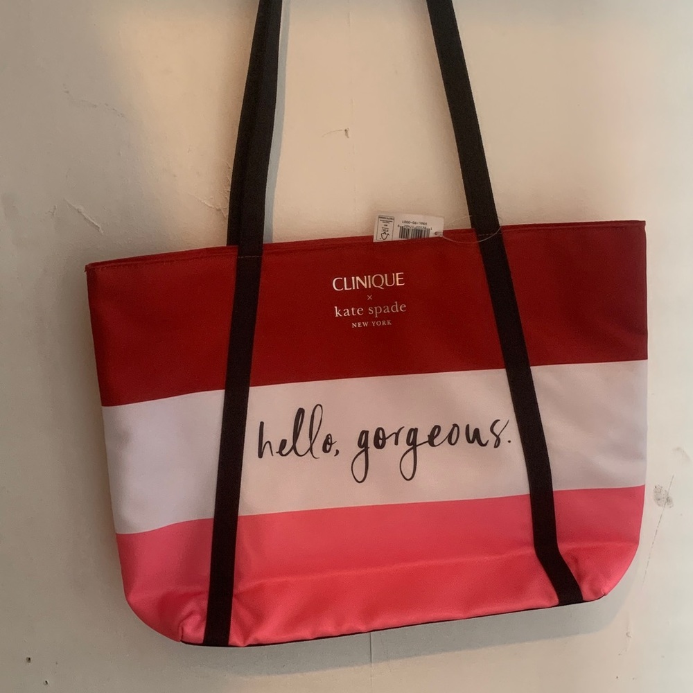 Kate Spade Red and Pink Striped Tote